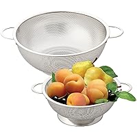 Cook N Home 2-Piece Micro-Perforated Stainless Steel Colander Set, 3 and 5 Quart