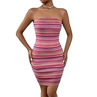 Dresses for Women Women's Dress Striped Print Tube Bodycon Dress Dresses