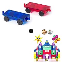 Playmags 100-Piece Colorful Tile Set, 2 Piece Car Set