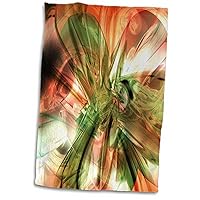 3dRose Florene Fractal Art - Fractal Orange n Olive Green - Towels (twl-62001-1)