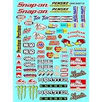 Clear Vinyl R/C Racing Sponsor Sticker Gang Sheet 39 1/24 – 1/16th Scale Model Decal Sticker Sheet Radio Control Lexan Body – Die-Cut to Shape - Peel & Stick – Water Slide