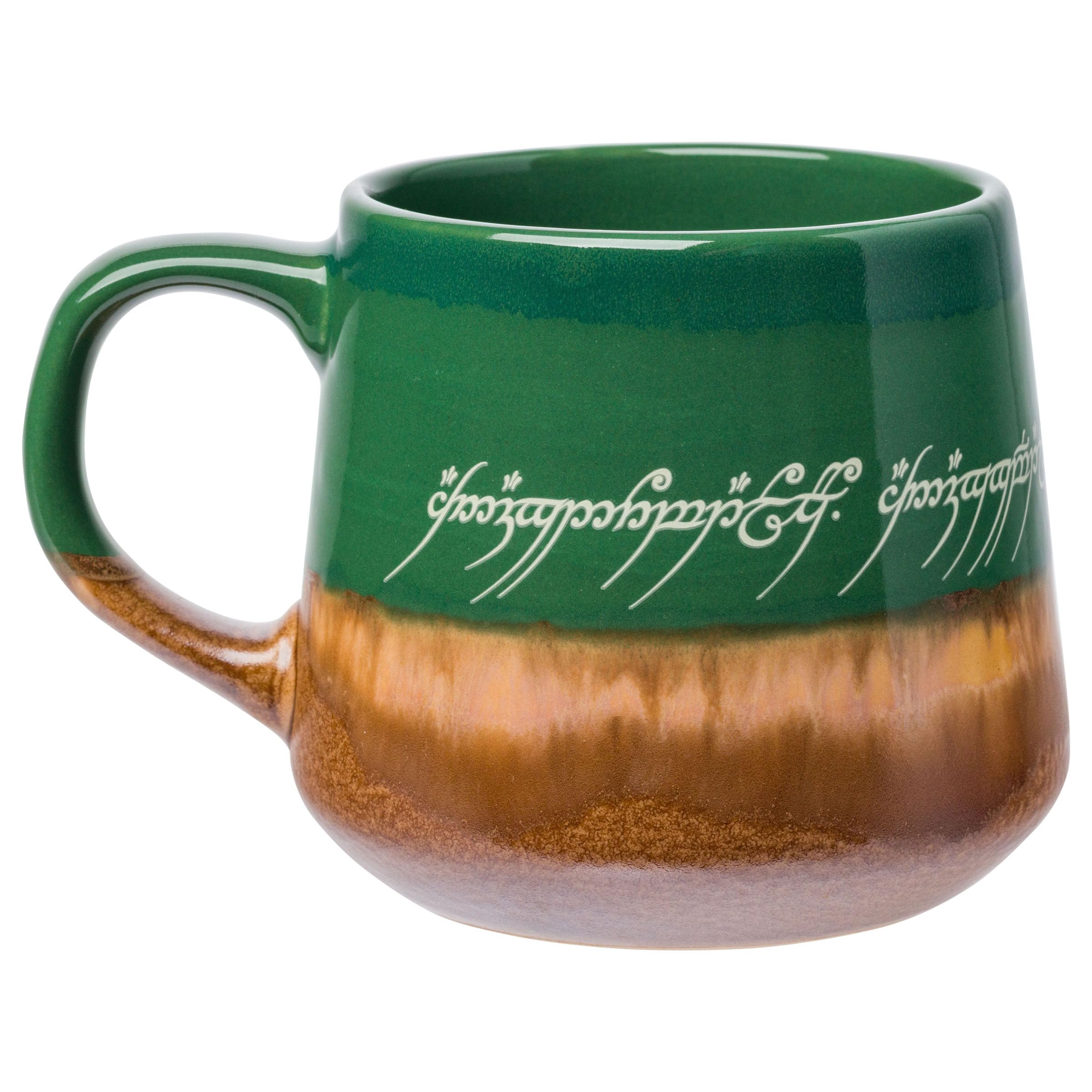 Silver Buffalo Lord of The Rings Elven Text High Gloss Reactive Glaze Tapered Pottery Mug,14 Ounces