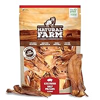 Natural Farm Half Pig Ears for Dogs (25-Pack), One Ingredient: Natural Pigs Ears, Air Dried, Long-Lasting & Highly Digestible Treats, Great for Puppy and Large/Medium Dogs