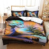 Wolves for Boys Girls Duvet Cover 3D Printed Comforter Covers Quilt Cover with Zipper Closure Soft Microfiber Bedding Set with Pillow Cases 3 Pieces Twin（173x218cm）