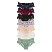 Victoria's Secret Lacie Cheeky Panty Pack, Cheeky Panties for Women, Lace Panties, Hipster Panties, Ladies Underwear, Neutral Mix (M)