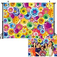 7x5ft Mexican 3D Colorful Flower Backdrop Cinco De Mayo Fiesta Paper Flowers Background Mexico Carnival Wedding Birthday Baby Shower Photo Shoot Studio Props