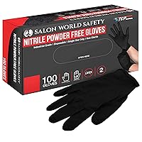 Black Nitrile Disposable Gloves, Box of 100, Size X-Large, 5.0 Mil - Latex Free, Textured, Food Safe