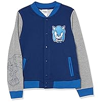 Sega Boys' Sonic The Hedgehog French Terry Button Up Varsity Bomber Jacket Toddler to Big Kid