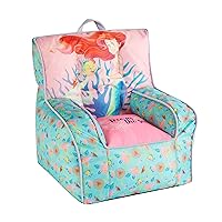 Idea Nuova Disney Little Mermaid Kids and Toddler Canvas Bean Bag Chair with Piping & Top Carry Handle