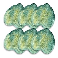 TarHong Palermo Tropical Leaf Shaped Bamboo Appetizer Plates, Proprietary Merge Material Mix (Bamboo powder & Melamine), 6.7