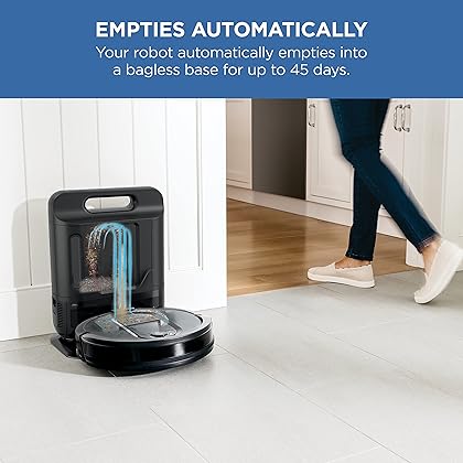 Shark RV1001AE IQ Robot Self-Empty XL, Robot Vacuum with IQ Navigation, Home Mapping, Self-Cleaning Brushroll, Wi-Fi Connected, Works with Alexa, Black