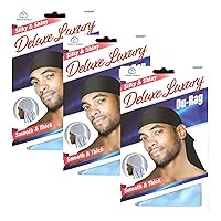 Dream Deluxe Du-Rag Sky Blue 3 Pack Smooth & Thick, Stretchable, Wrinkle Free, 100% Polyester