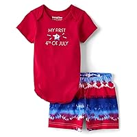 The Children's Place Unisex Baby and Newborn My First 4th of July 2 Piece Top and Short Set