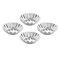 Mrs. Anderson's Baking Harold Import Company Baking Tartlet Molds, Fluted Round, Set of 4, 2.75 x .71-Inches, Silver