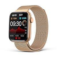 2023 Smart Watches for Women with Bluetooth Call Answer/Dail,1.9'' HD Full Touch Screen Fitness Tracker, IP67 Waterproof Smartwatch with Blood Pressure Sleep Monitor for Android and iPhone Gold