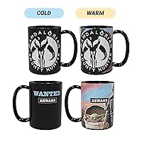 Zak Designs Star Wars The Mandalorian Baby Yoda The Child BPA Unique Color Changing Ceramic Coffee Mug Collectible Keepsake and Wonderful Tea Mug (15oz)