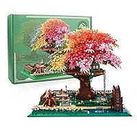 Architecture Rainbow Bonsai Tree House Micro Building Blocks with Lights Colorful Treehouse Mini Bricks Set for Adults, Toy Gift for Girls Age of 14+ 4450PCS