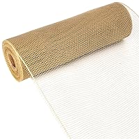 Ribbli Beige Mesh Ribbon,10 inch x 30 feet(10Yard), Use for Easter Wreath Swags and Fall Decoration (Non-Metallic)