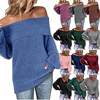 2022 Fall Winter Women's Off Shoulder Sweater Sexy Oversized Batwing Long Sleeve Jumper Tops Cozy Loose Knit Pullover