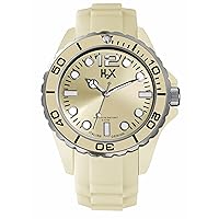 H2X Men's SC382UC1 Reef Champagne Luminous Dial Rotating Bezel Beige Silicone Watch