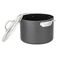 Viking Culinary Hard Anodized Nonstick Stock Pot, 8 Quart, Includes Glass Lid, Dishwasher, Oven Safe, Works on All Cooktops including Induction, Gray