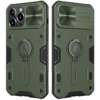 Nillkin Armor Case for iPhone 13 Pro Max Case, [Built in Kickstand & Camera Protector] Shockproof Hard PC & Soft Silicone Bumper Hybrid Cover Phone Case for Phone 13 Pro Max 6.7'' Green