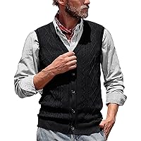 PJ PAUL JONES Mens Cable Knit Sweater Vests Button Down Jersey Knit Vest