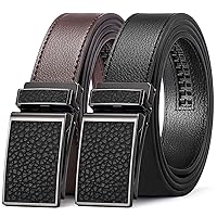 SENDEFN 2 Pack Ratchet Belt Men, Men Leather Belts in Gift Set Box for Dress Casual, Size Adjustable Trim to Fit