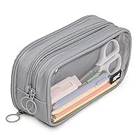 ZIPIT Half & Half Pencil Case | Large Capacity Pencil Pouch | Pencil Bag for School, College and Office (Grey)