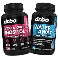 Myo-Inositol & D-Chiro Inositol & Water Away Pills - Water Retention Diuretics for Gut Health & Leg Swelling - Fertility Supplements for Women to Regulate Menstrual Cycle, Support Ovarian Health PCOS