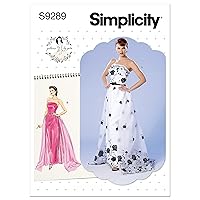 Simplicity Women's Strapless Dress, Belt, and Train Packet, Code 9289 Sewing Pattern, Sizes 6-14, White