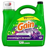 Gain + Aroma Boost Liquid Laundry Detergent, Moonlight Breeze Scent, 128 Loads, 184 fl oz, HE Compatible