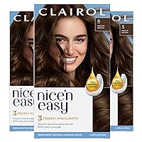 Nice'n Easy Permanent Hair Dye, 5 Medium Brown Hair Color, Pack of 3