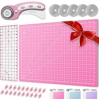 Rotary Cutter Set pink - Quilting Kit incl. 45mm Rotary Cutter, 5 Replacement Blades, A2 Cutting Mat, Acrylic Ruler and Craft Clips - Ideal for Crafting, Sewing, Patchworking, Crochet & Knitting