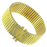 16-20mm Milano Gold Tone Stainless Thinline Mens Expansion Watch Band Reg