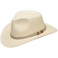 Authentic Aficionado Straw Panama Outback Safari Hat with Braided Hatband