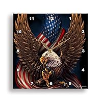 3D Rose Bald Eagle with and American Flag Between its Talons Wall Clock, 10