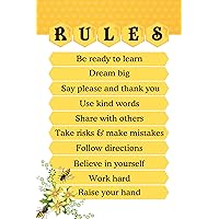 22.Fevrier Be Ready to learn Nursery Kids Room Art Unframed Wall Art Poster Home Decor, 11x17 -inch, Honey Bee Theme, Bee Kind, Bee Yourself L4