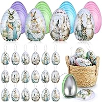 20 Pieces Tin Easter Eggs Box Easter Eggs Empty Easter Bunny Candy Box Easter Cookie Tin Containers Painted Eggshell Style Tin Box for Easter Party Favors Supplies