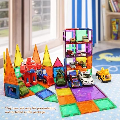 Children Hub 60pcs Magnetic Tiles Set - 3D Magnet Building Blocks - Premium Quality Educational Toys for Your Kids - Upgraded Version with Strong Magnets - Creativity, Imagination, Inspiration