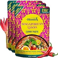 Homiah Laksa Curry Paste (Value 3 Pack x 7 Oz) – Gluten Free, Non-GMO Malaysian Curry Paste – Laksa Curry Paste, Thai Essentials for Kitchen – Premium Laksa Thai Curry Paste for Asian Dishes