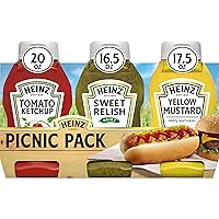 Heinz Tomato Ketchup, Sweet Relish & 100% Natural Yellow Mustard Picnic Variety Pack (12 ct Pack, 4 Packs of 3 Bottles)