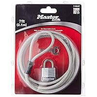 Master Lock 715DAT Braided Steel Car Cover Cable with Laminated Steel Padlock, 7 ft cable and 1-1/8 in. Wide Lock