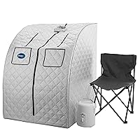 Durasage Oversized Portable Personal Steam Sauna Spa for Relaxation at Home, 60 Minute Timer, 800 Watt Steam Generator, Chair Included (Silver)
