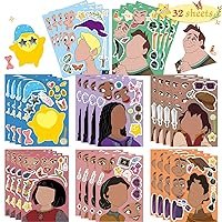 32Pcs Wish Make Your Own Face Stickers, Cartoon Make a face Sticker Game for Wish Themed Birthday Party Decorations Favor Supplies, Wish Party Supplies Party Game