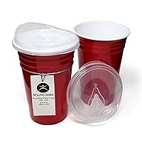 Rolling Sands Reusable BPA-Free 16 Ounce Red Party Cups with Lids - 2 Pack, Made in USA