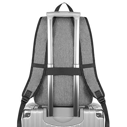 Mancro Laptop Backpack for Travel, 15.6 in Anti-Theft Business Backpack for Men Women with USB Charging Port & Lock, Gifts for Men Women, Water Resistant Travel Computer Bag Daypack, Grey