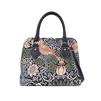 William Morris Canvas/Tapestry Convertible/Shoulder/Hand Bag in Strawberry Thief (Blue)