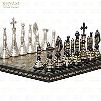 Brass Large Chess Set for Adults minnar Chess Sets and Board Chess Game Pieces Collectible Chess Board Hand Carved Game Boards (14X14 Inches Board)