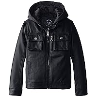 Urban Republic Boys' Faux-Leather Jacket with Fleece Hood